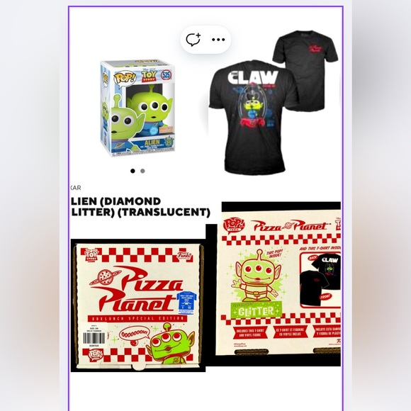 Vaulted Toy Story GlitterTranslucent Alien Funko & Pizza Planet Tee BoxLunch Set - Picture 1 of 11